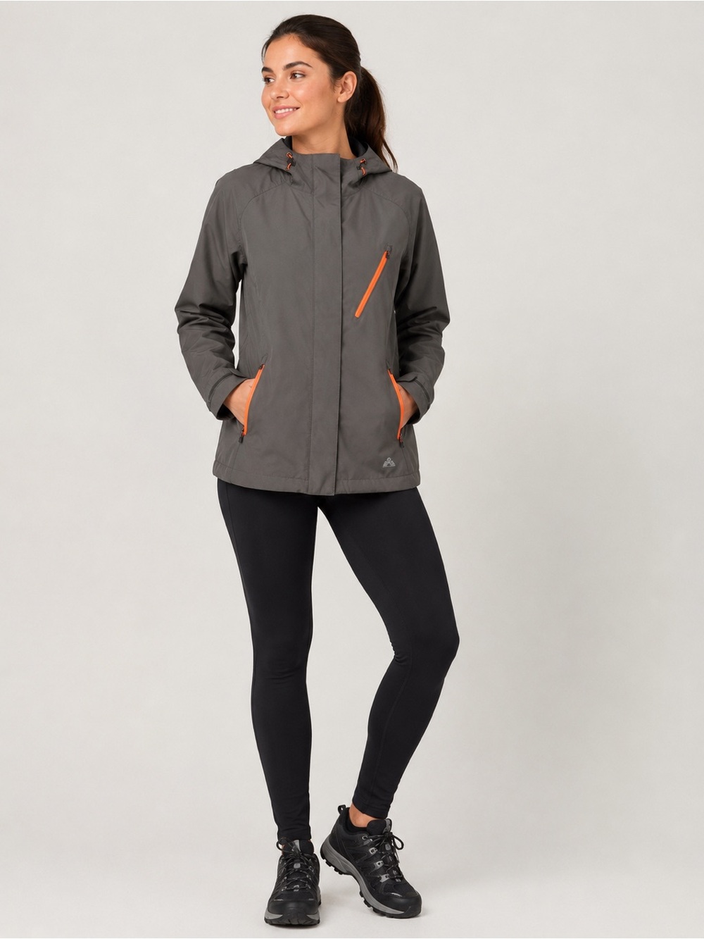 Recco Charcoal Hooded Ski Jacket with Orange Trim - Picture 1 of 12